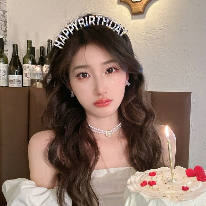 【台灣現貨】生日派對造型髮箍 生日水鑽髮箍 happy birthday生日快樂 生日慶生 生日布置 壽星造型金屬髮箍-細節圖6