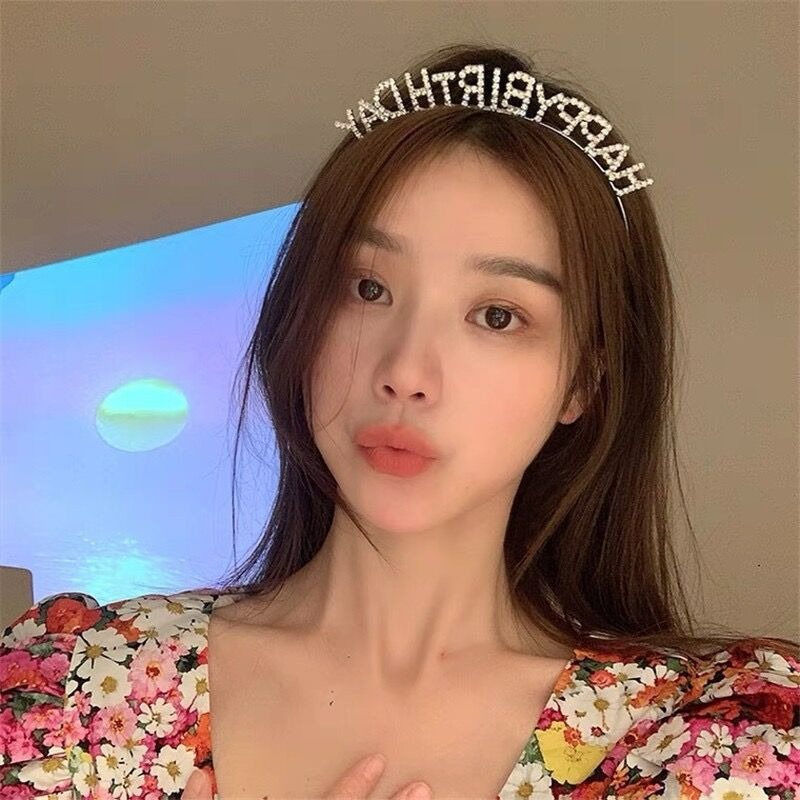 【台灣現貨】生日派對造型髮箍 生日水鑽髮箍 happy birthday生日快樂 生日慶生 生日布置 壽星造型金屬髮箍-細節圖9
