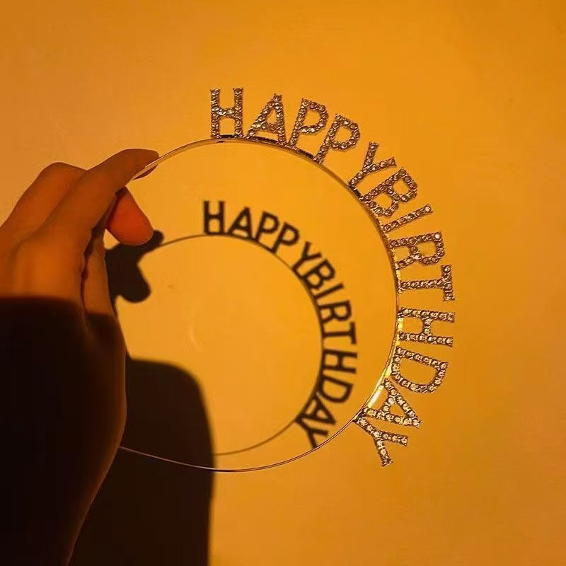 【台灣現貨】生日派對造型髮箍 生日水鑽髮箍 happy birthday生日快樂 生日慶生 生日布置 壽星造型金屬髮箍-細節圖10