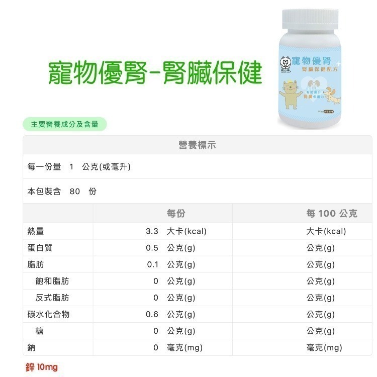 [Lucky LA 萌小毛] 寵物優腎  優腎 寵物腎臟保健 冬蟲夏草菌絲體 南瓜子萃取 葡萄糖酸鋅-細節圖2