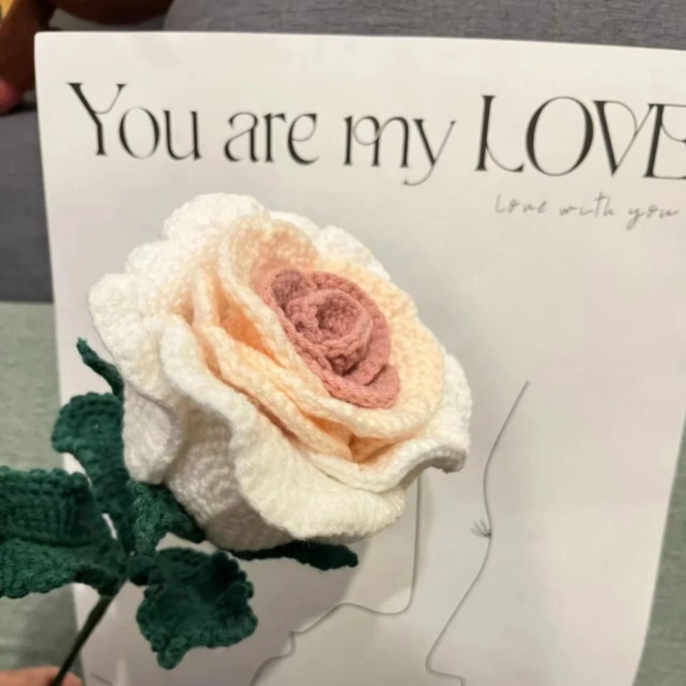 【有飾life】台灣出貨 手工編織DIY 泰國玫瑰花 針織花束自製材料包 手工編織花束 手工編織 交換禮物 情人節禮物-細節圖7