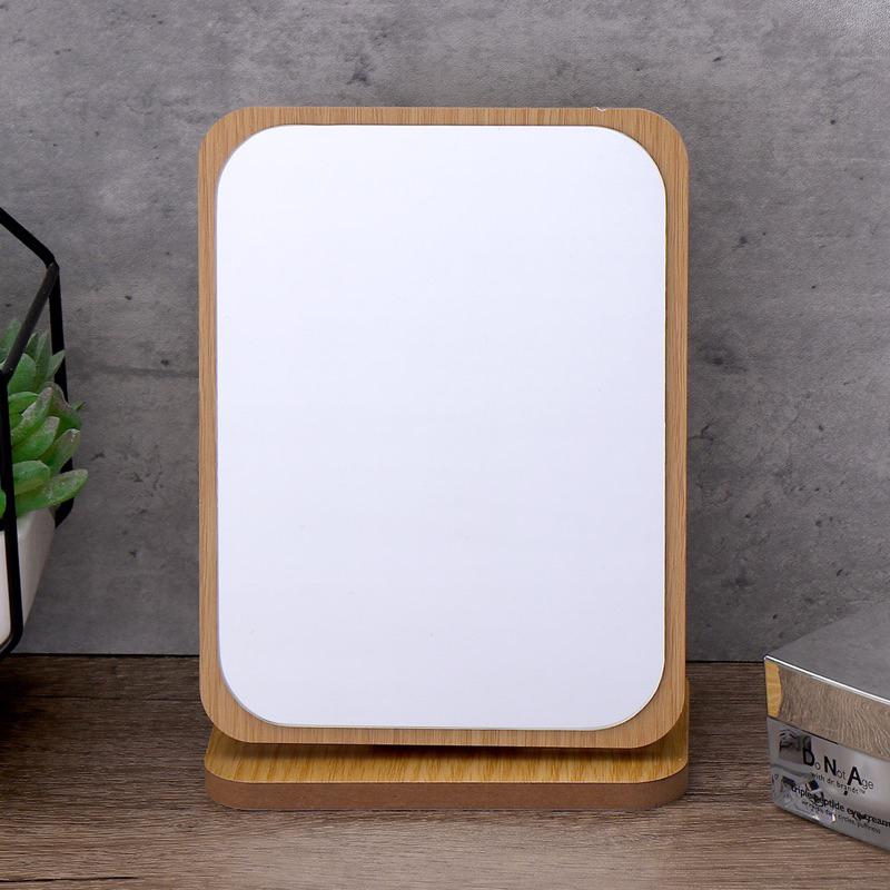 現貨 長方木鏡 小長方木鏡 仿原木鏡 折疊鏡 桌上鏡 美容鏡 化妝鏡-細節圖4