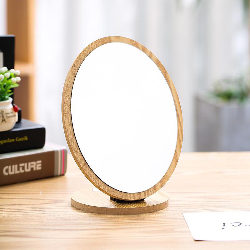 現貨 橢圓木鏡 圓型木鏡 仿原木鏡 折疊鏡 桌上鏡 美容鏡 化妝鏡-細節圖2