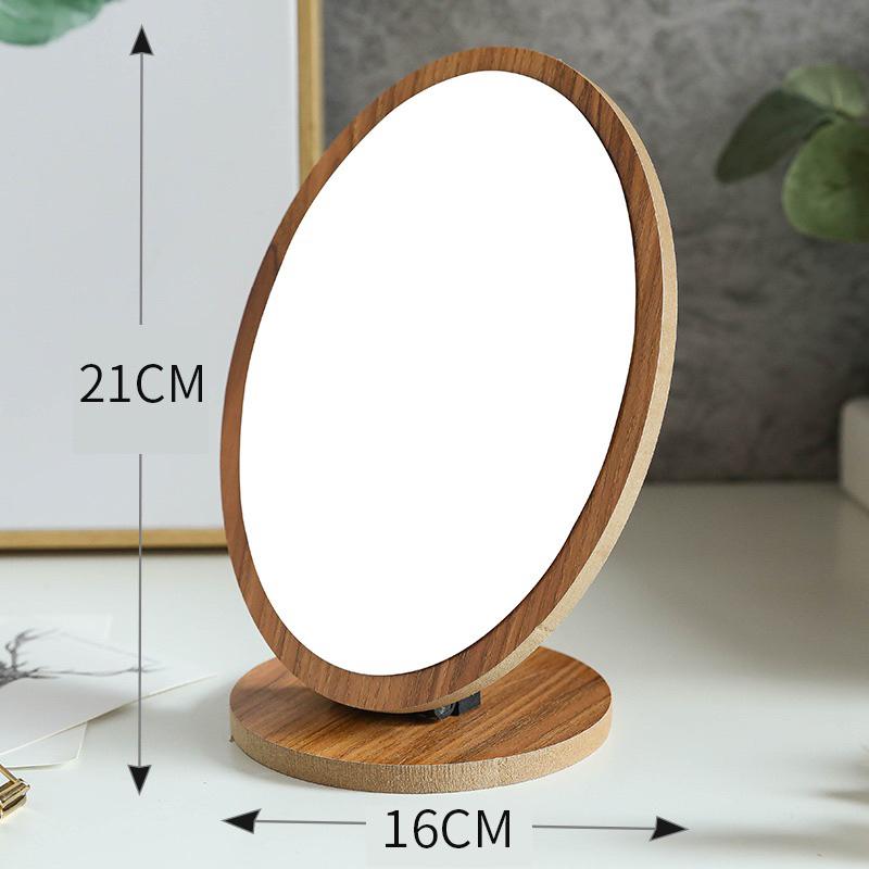 現貨 橢圓木鏡 圓型木鏡 仿原木鏡 折疊鏡 桌上鏡 美容鏡 化妝鏡-細節圖5