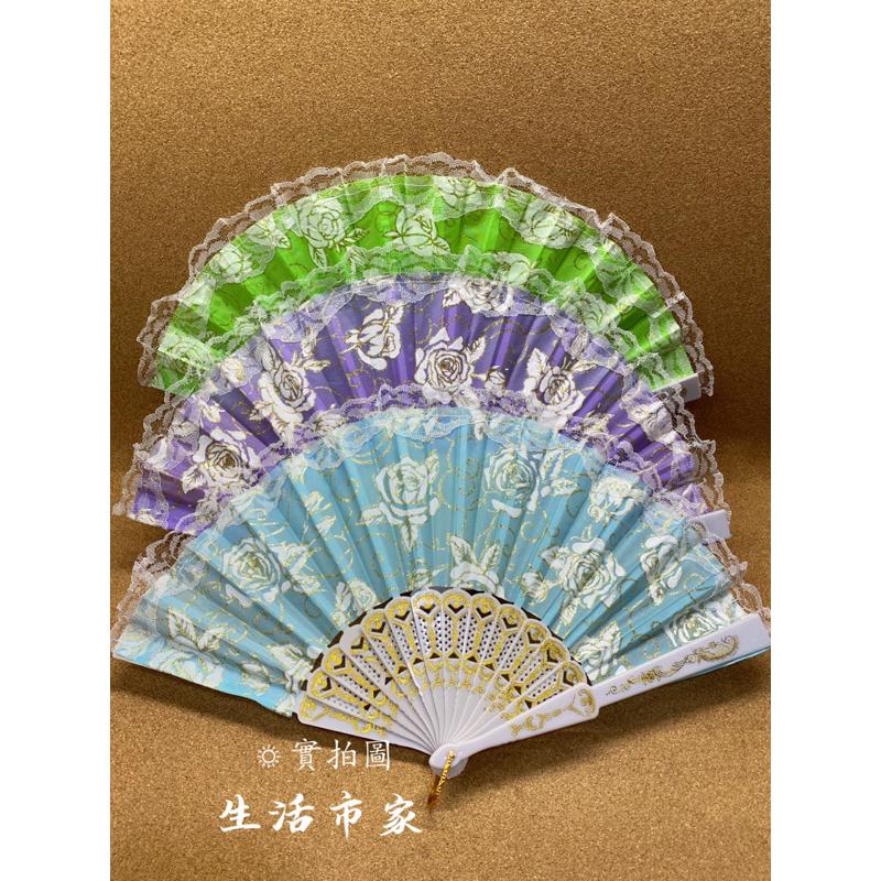 現貨 23cm 白玫瑰扇 摺疊扇 竹扇子 淑女扇 蕾絲扇 玫瑰扇 花扇子 民俗風 日式扇 摺扇 手扇 扇子 夏日扇-細節圖2