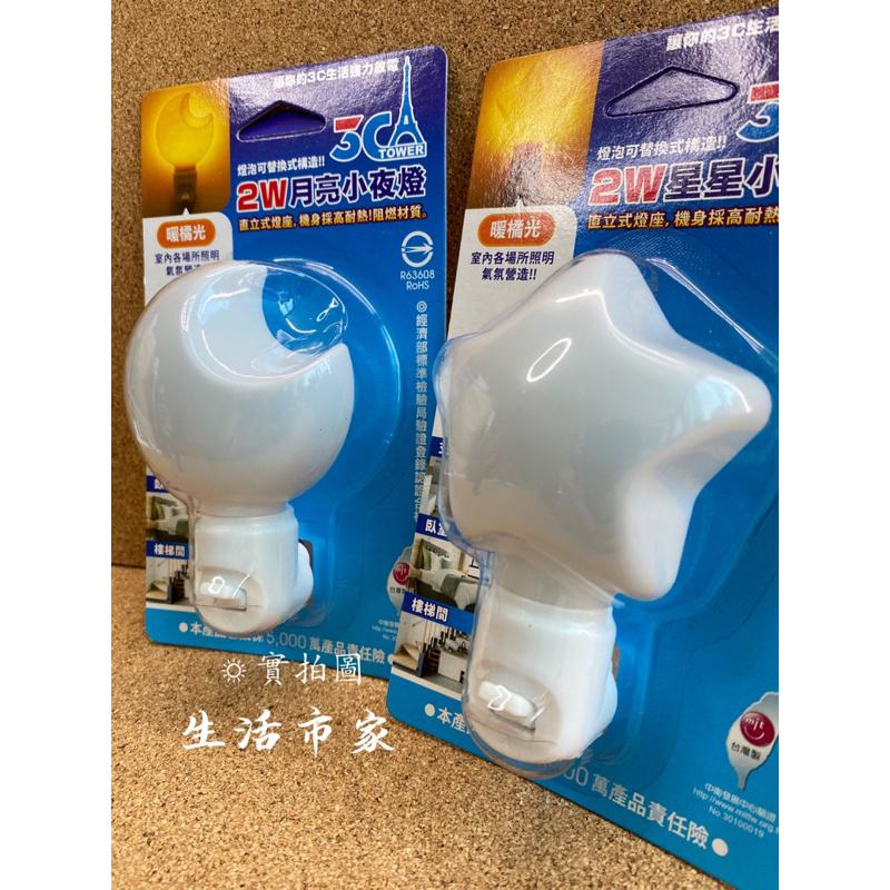 現貨 2W 月亮小夜燈 星星小夜燈 暖橘光 玄關小夜燈 臥室小夜燈 樓梯間小夜燈 可愛小夜燈-細節圖2