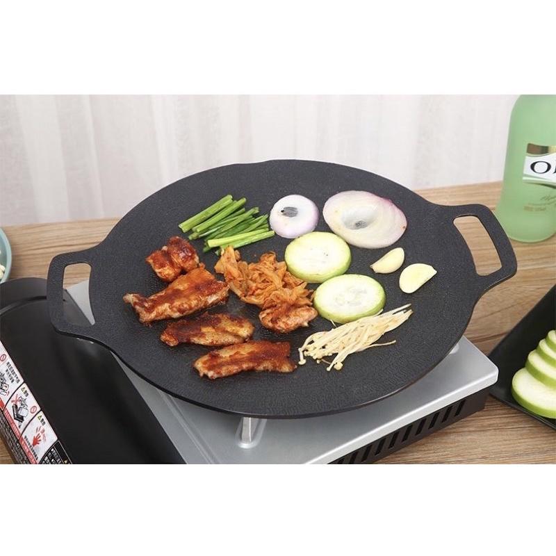 現貨38cm 40cm 鑄造淺型烤盤韓式 圓形烤肉盤 不沾燒烤盤 野營烤盤 鐵板燒盤 烤肉盤 韓式烤肉盤 韓式烤盤 烤盤-細節圖4