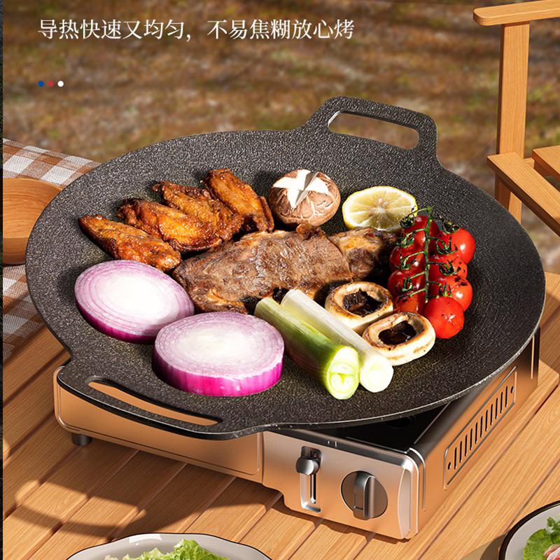 現貨38cm 40cm 鑄造淺型烤盤韓式 圓形烤肉盤 不沾燒烤盤 野營烤盤 鐵板燒盤 烤肉盤 韓式烤肉盤 韓式烤盤 烤盤-細節圖5
