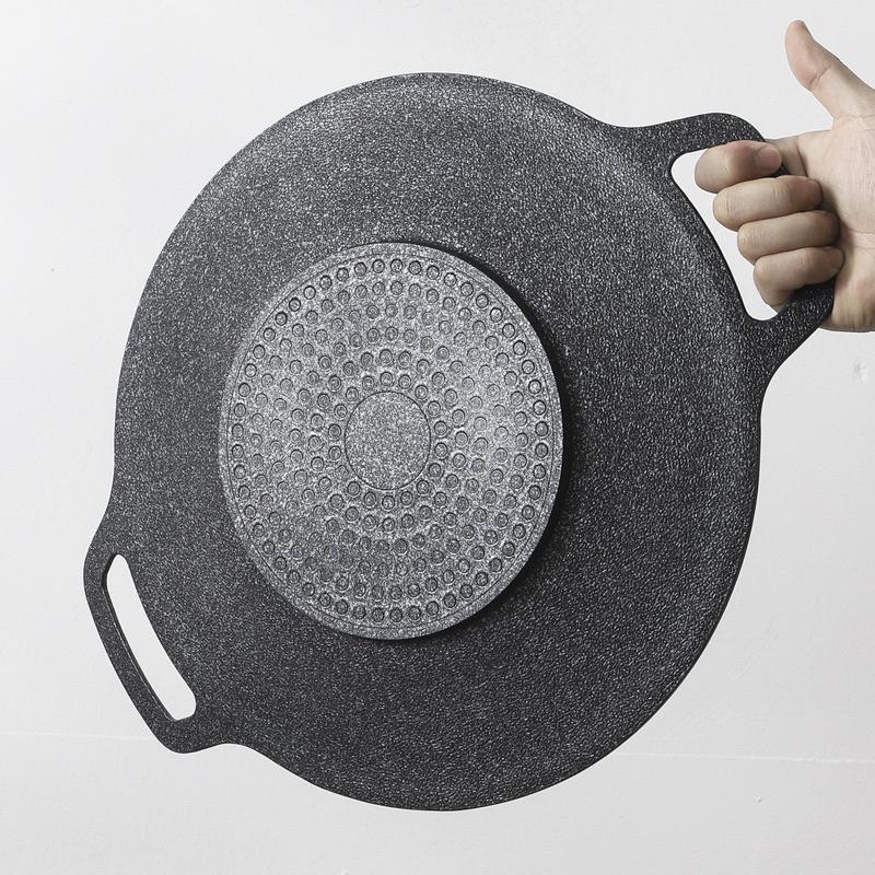現貨38cm 40cm 鑄造淺型烤盤韓式 圓形烤肉盤 不沾燒烤盤 野營烤盤 鐵板燒盤 烤肉盤 韓式烤肉盤 韓式烤盤 烤盤-細節圖8