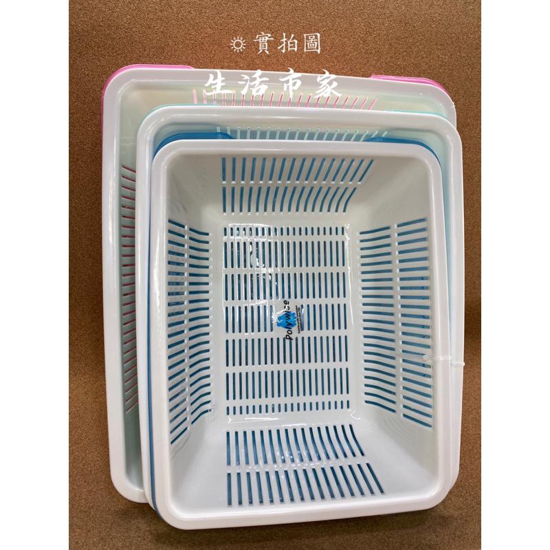 現貨 雙層瀝水 方形雙層盆 蔬果籃 瀝水籃 洗菜籃 濾水 雙層籃 雙層瀝水 分離式 多用途-細節圖7