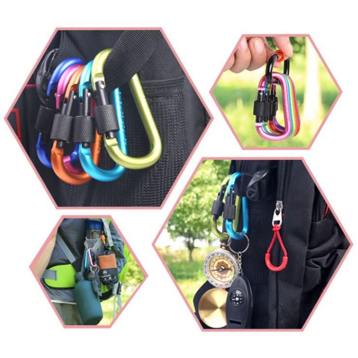 現貨 鋁合金 D型扣 鑰匙扣 水壺扣 鎖圈 鑰匙圈 登山扣 鎖扣 螺母鎖 酒精瓶扣 攜帶扣-細節圖2