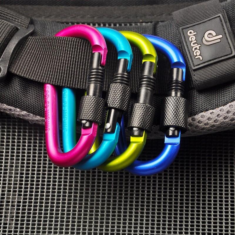 現貨 鋁合金 D型扣 鑰匙扣 水壺扣 鎖圈 鑰匙圈 登山扣 鎖扣 螺母鎖 酒精瓶扣 攜帶扣-細節圖4