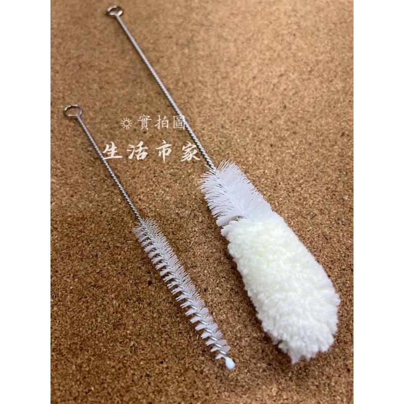 現貨 極推 2入 細口平底刷組 柔軟棉毛+彈力細毛 保溫瓶刷 吸管刷 茶壺嘴刷 玻璃杯刷 奶瓶刷 清潔刷 瓶口刷 杯刷-細節圖2