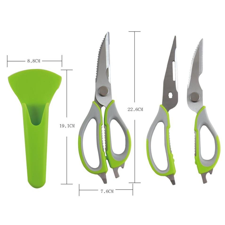 現貨 台灣製造 塑柄雙色 廚房多功能剪 料理剪 開瓶器 廚房剪刀 肉類剪 蔬果剪 核桃夾 蟹角夾 刮刨刀 開罐器-細節圖8