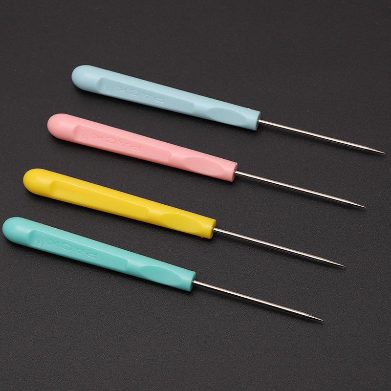 現貨 2入 塑柄針鉆 裁縫錐子 錐子針 裁縫錐 木柄錐 銅錐 塑膠柄錐 刺錐 圓錐 針鉆 鑽子 縫衣工具 服裝輔助工具-細節圖3