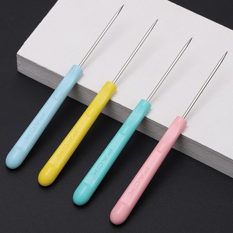 現貨 2入 塑柄針鉆 裁縫錐子 錐子針 裁縫錐 木柄錐 銅錐 塑膠柄錐 刺錐 圓錐 針鉆 鑽子 縫衣工具 服裝輔助工具-細節圖4