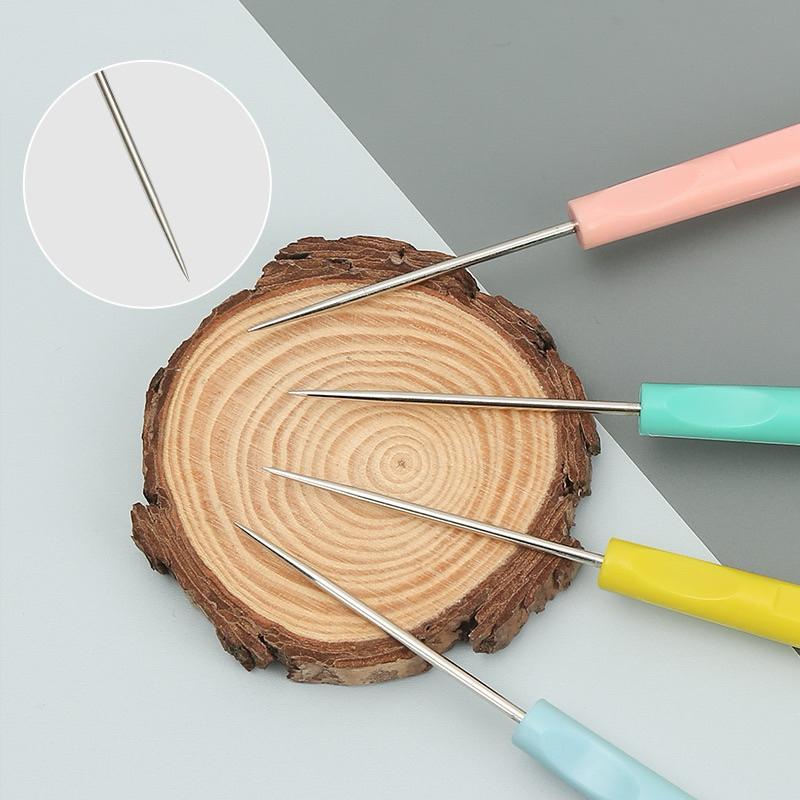 現貨 2入 塑柄針鉆 裁縫錐子 錐子針 裁縫錐 木柄錐 銅錐 塑膠柄錐 刺錐 圓錐 針鉆 鑽子 縫衣工具 服裝輔助工具-細節圖5