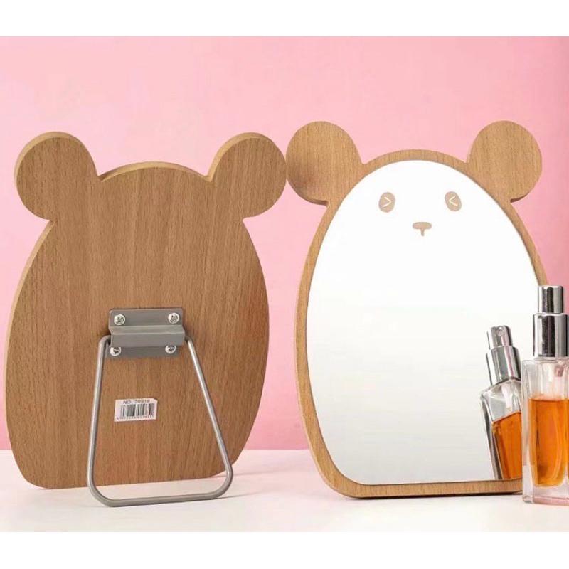 現貨 木紋 萌熊 / 恐龍 兩款 木質化妝鏡 桌上鏡 化妝鏡 美妝鏡 桌面鏡子 可愛木鏡 木質桌上鏡 造型鏡 鏡子 木鏡-細節圖6