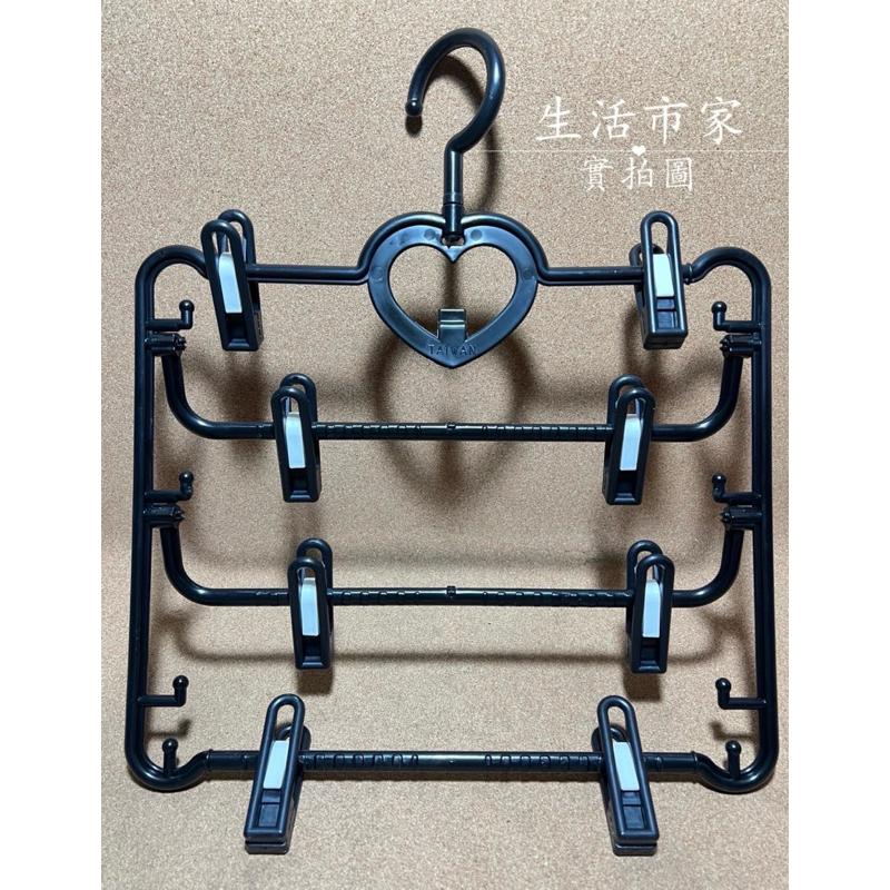 台灣製造 黑白配 四層褲裙架 多用途衣架 衣架 衣夾 曬襪架 吊襪架 曬衣架 分層晾曬 褲裙架 褲衣架-細節圖3