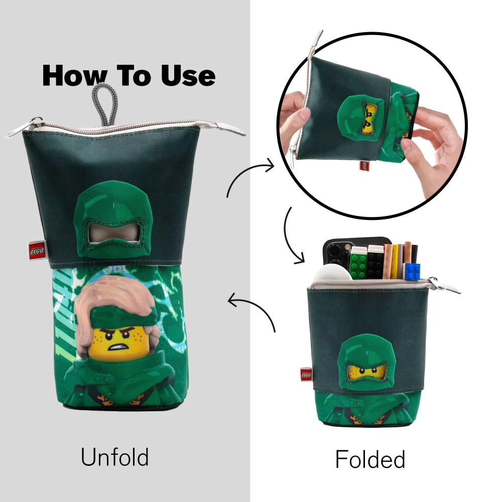 【高雄天利鄭姐】LEGO樂高 旋風忍者伸縮筆袋 鉛筆盒 紅忍者赤地/綠忍者勞埃德（可變筆筒）-細節圖3