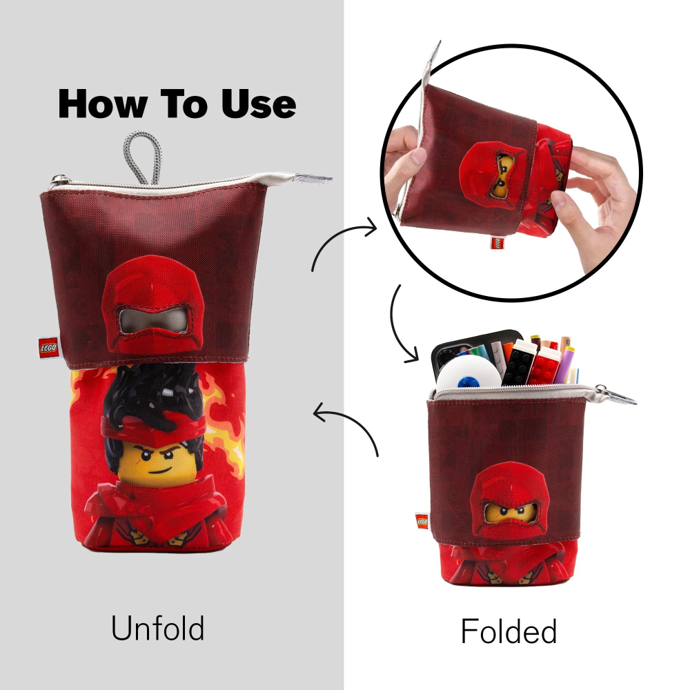 【高雄天利鄭姐】LEGO樂高 旋風忍者伸縮筆袋 鉛筆盒 紅忍者赤地/綠忍者勞埃德（可變筆筒）-細節圖5