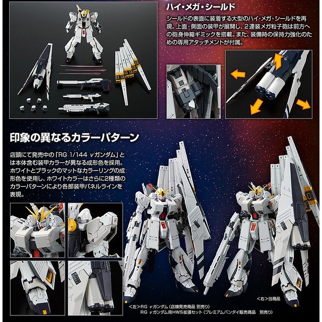 PB限定 萬代 鋼彈UC 逆襲的夏亞 RG 1/144 RX-93 Nu鋼彈 V鋼彈 HWS裝備 重武裝系統 同捆包-細節圖3