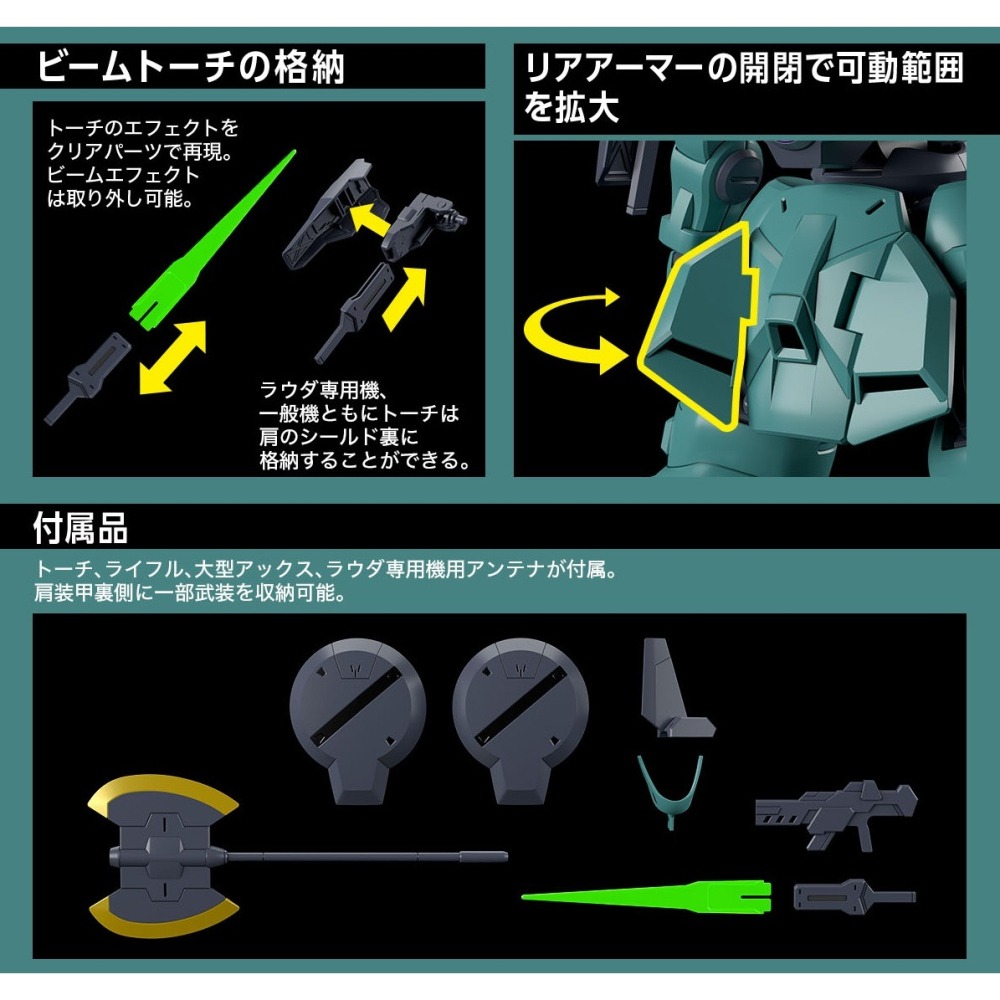 萬代 水星的魔女 HG 1/144 05 迪蘭薩 一般機 量產機 勞達專用機 綠色迪蘭薩 綠迪蘭薩 Dilanza-細節圖4