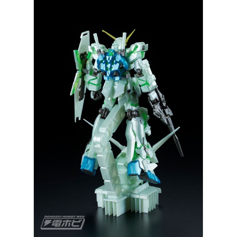 展場限定 萬代 鋼彈UC HG HGUC 1/144 獨角獸鋼彈 獨角獸 珍珠色 綠框 1/48 頭像展示台座 通用支架-細節圖4