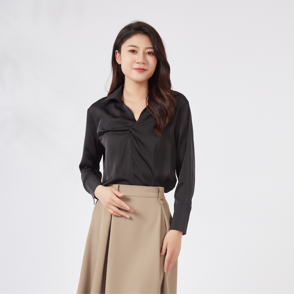 【薇奈爾】女襯衫輕熟職業范糖果色V領上衣-細節圖9