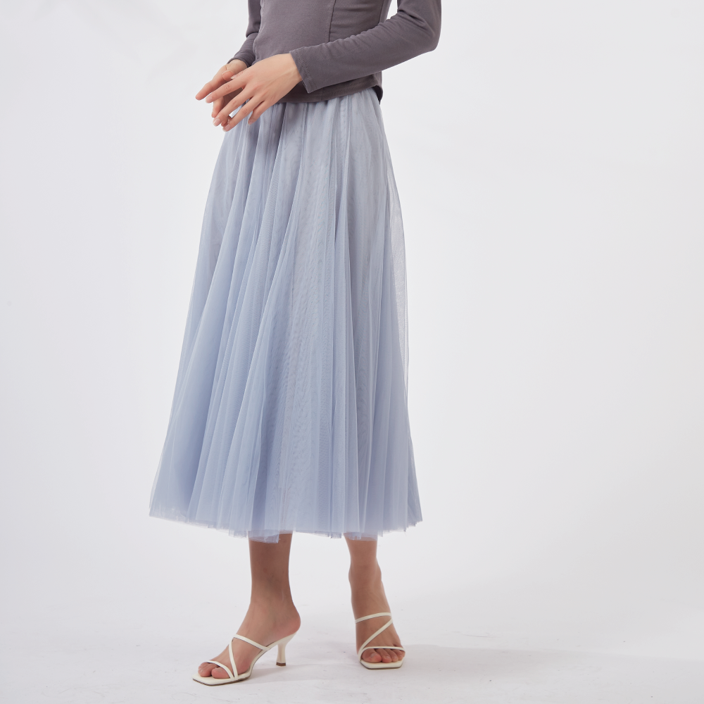 【薇奈爾】高腰半身裙網紗裙 大蓬長裙-細節圖4