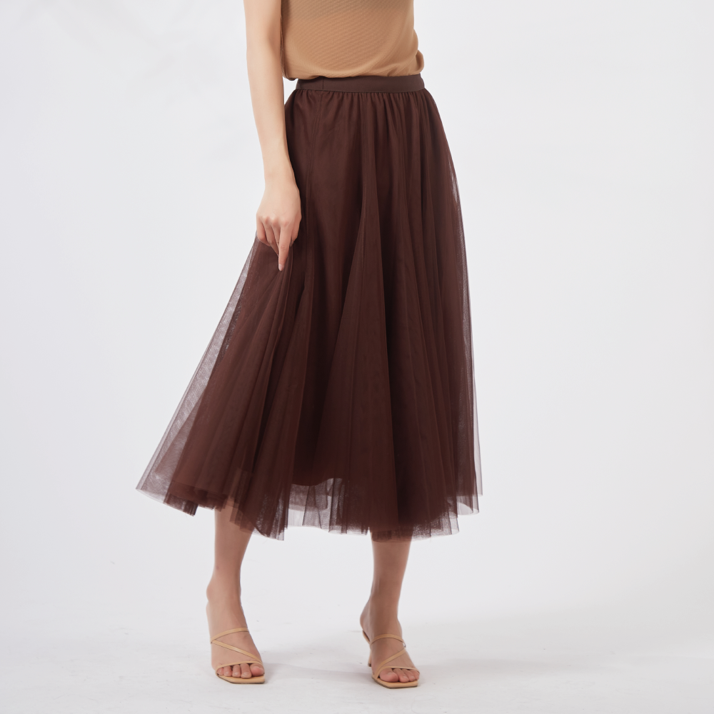 【薇奈爾】高腰半身裙網紗裙 大蓬長裙-細節圖5