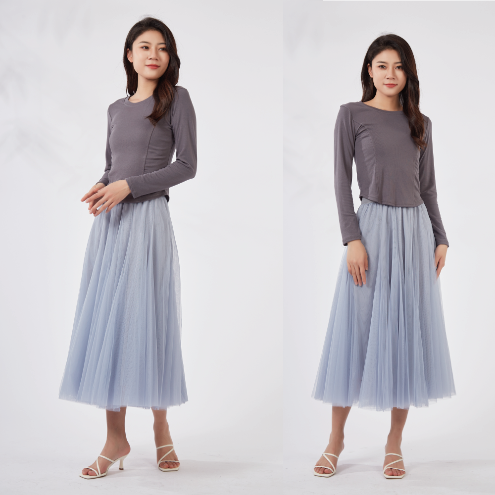 【薇奈爾】高腰半身裙網紗裙 大蓬長裙-細節圖8