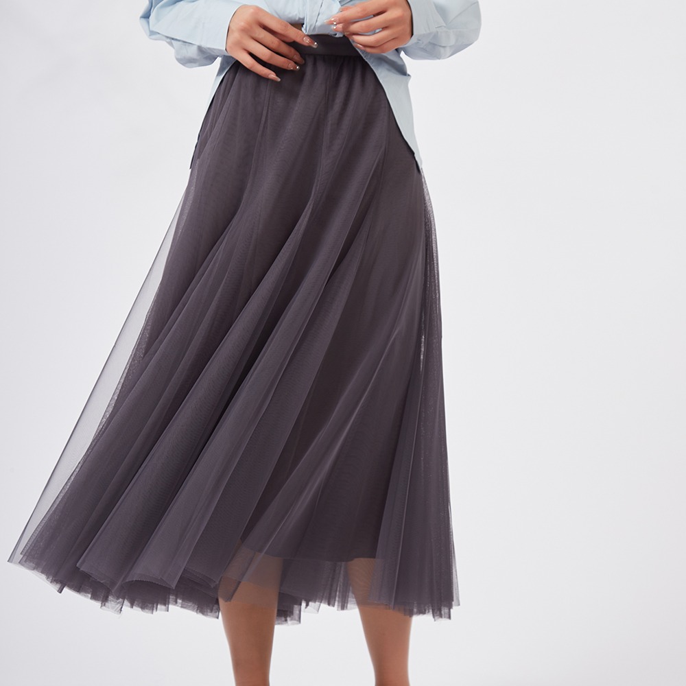 【薇奈爾】高腰半身裙網紗裙 大蓬長裙-細節圖11