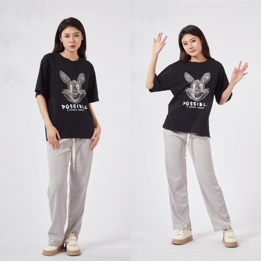 【薇奈爾】高個子綁繩鬆緊直筒褲 休閒褲 闊腿褲-細節圖9