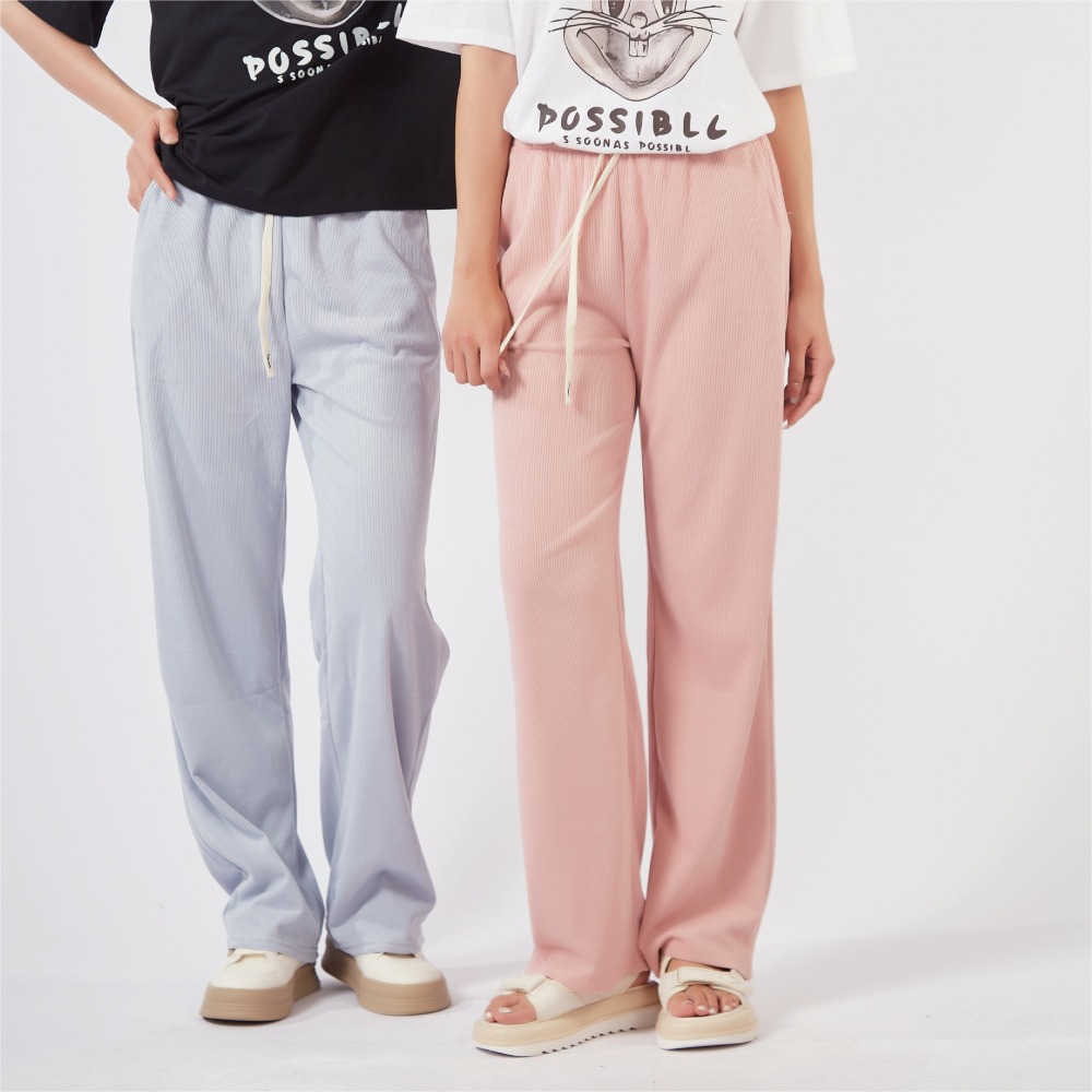 【薇奈爾】高個子綁繩鬆緊直筒褲 休閒褲 闊腿褲-細節圖11