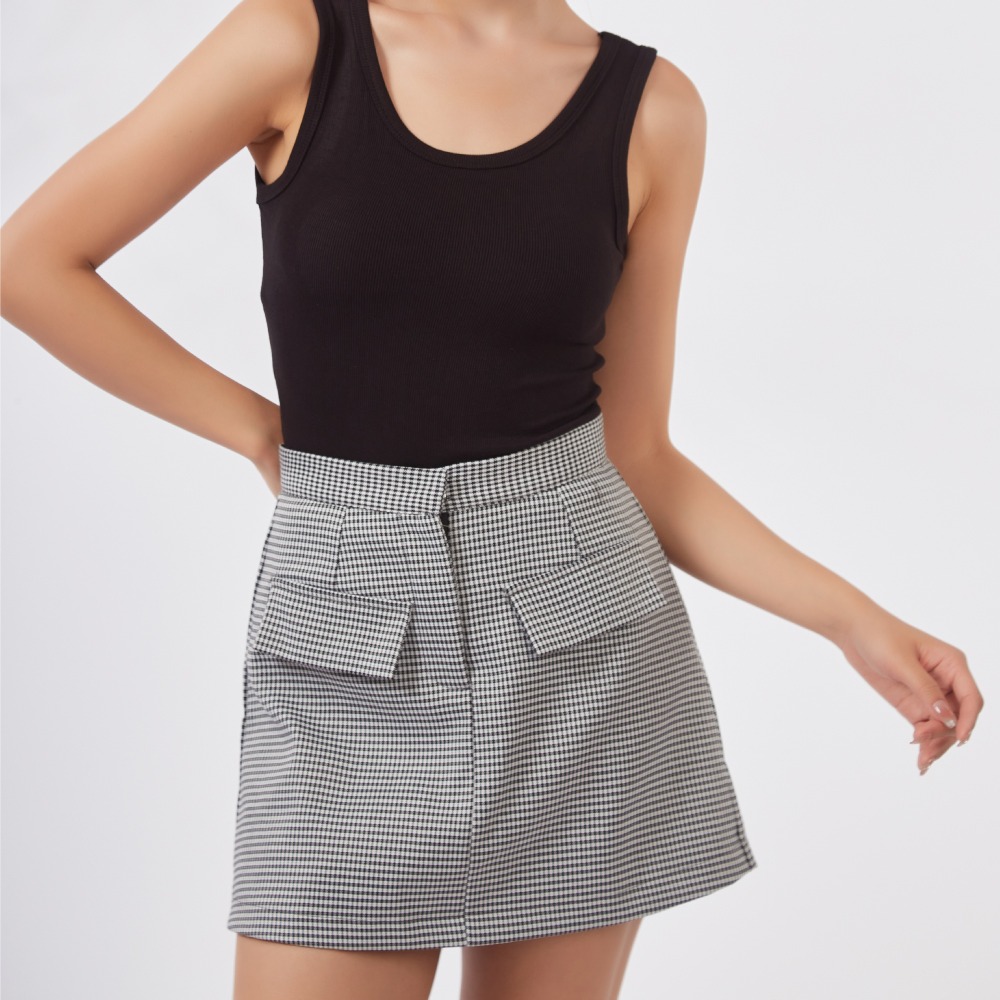 【薇奈爾】高腰顯瘦百搭氣質千鳥格短褲-細節圖4