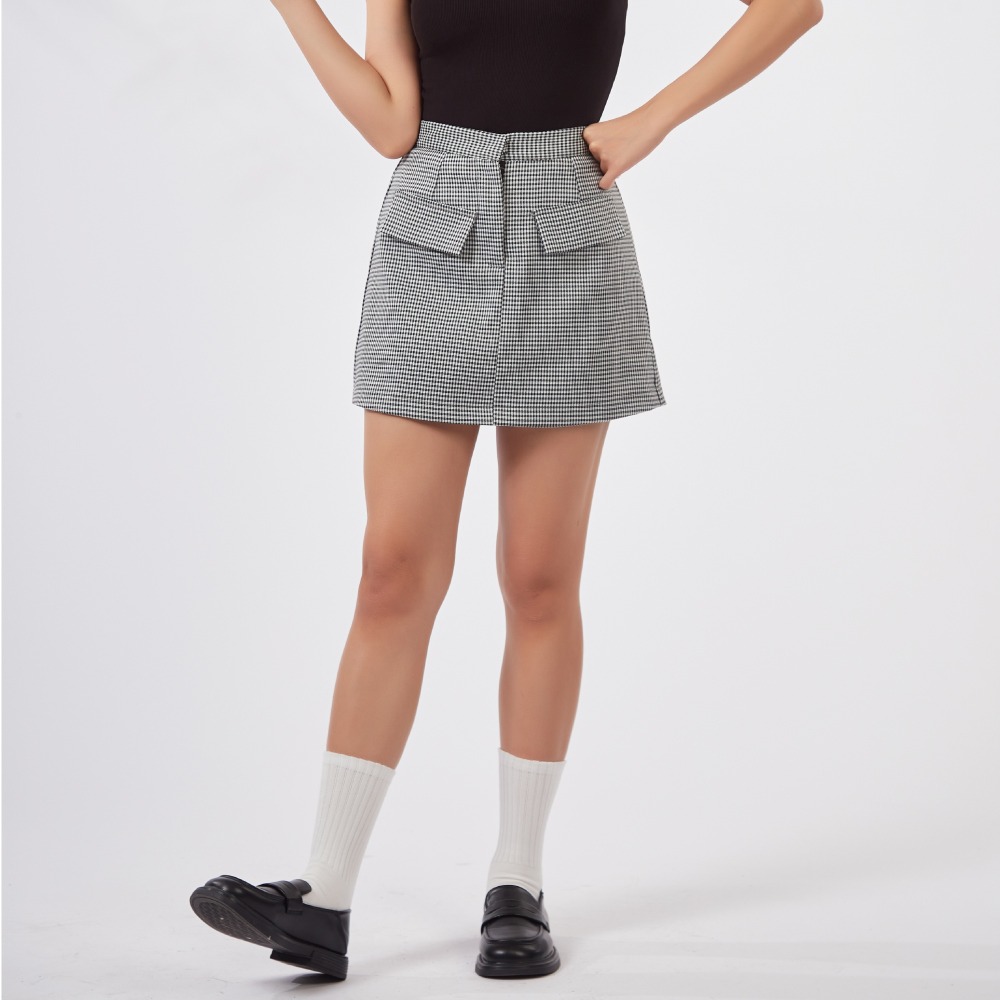 【薇奈爾】高腰顯瘦百搭氣質千鳥格短褲-細節圖5