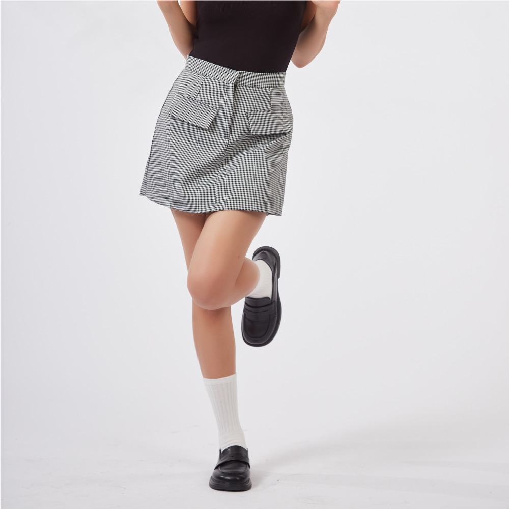 【薇奈爾】高腰顯瘦百搭氣質千鳥格短褲-細節圖6