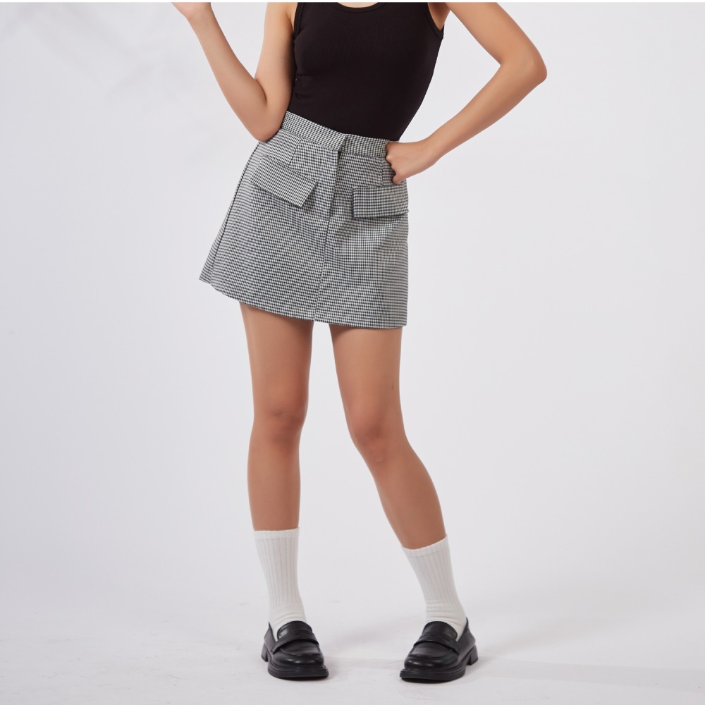 【薇奈爾】高腰顯瘦百搭氣質千鳥格短褲-細節圖7