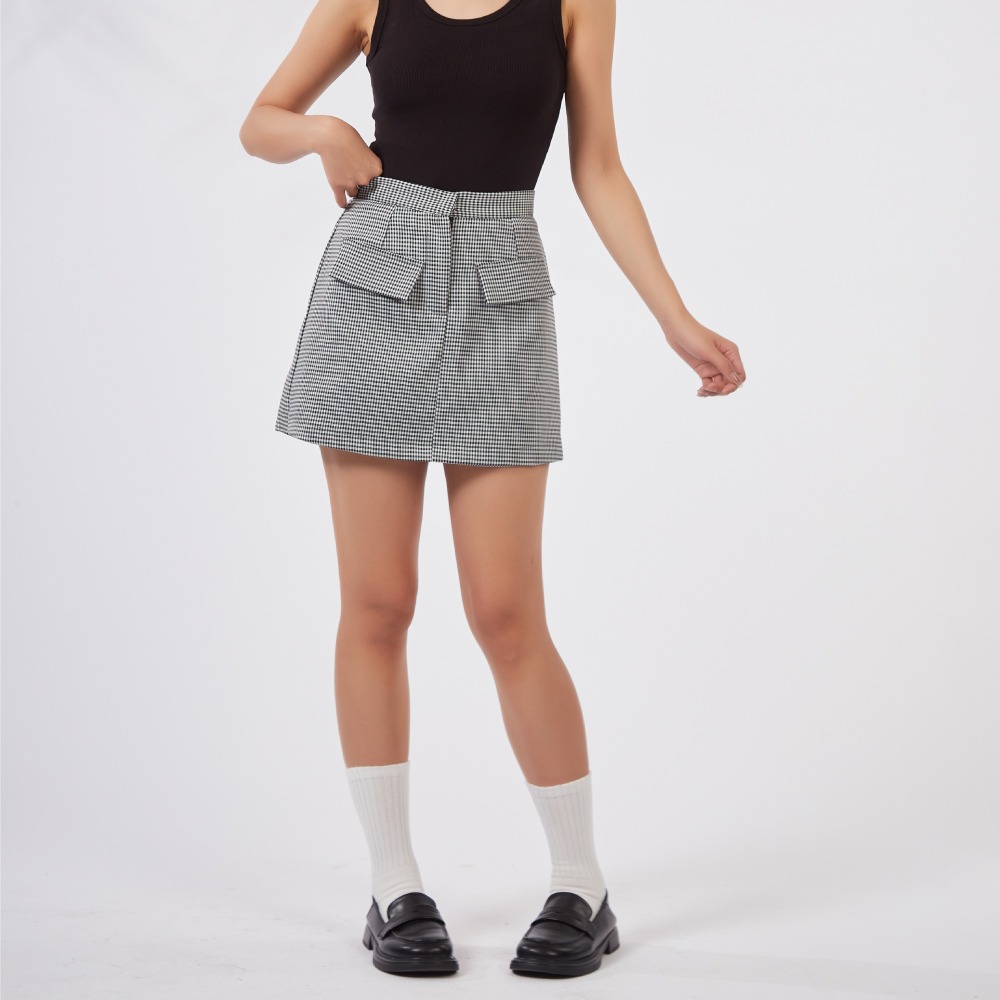 【薇奈爾】高腰顯瘦百搭氣質千鳥格短褲-細節圖8