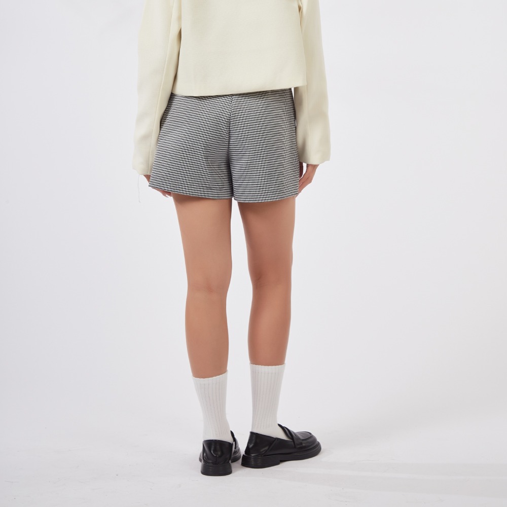 【薇奈爾】高腰顯瘦百搭氣質千鳥格短褲-細節圖9