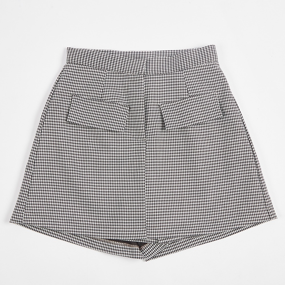 【薇奈爾】高腰顯瘦百搭氣質千鳥格短褲-細節圖11