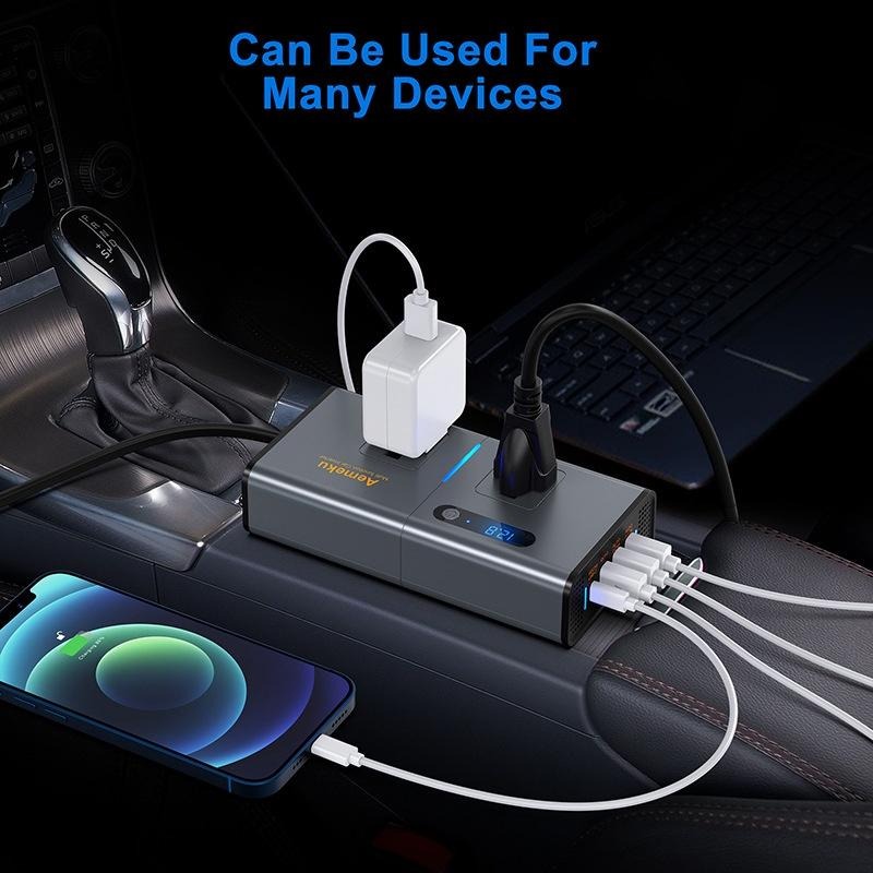 汽車車用逆變器 200W美規USB12V轉110V 小型電源轉換器插座 PD車充-細節圖4