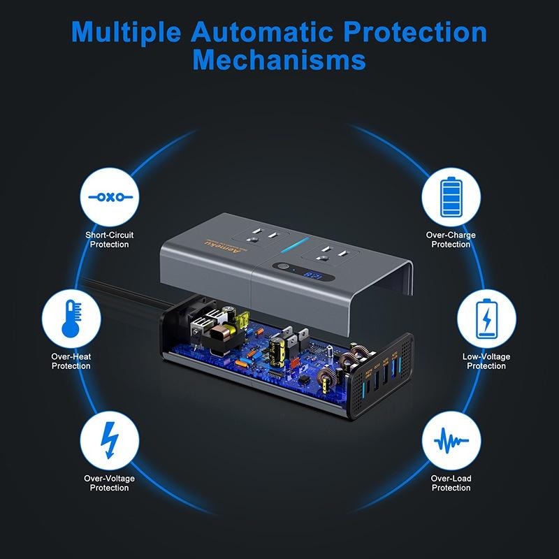 汽車車用逆變器 200W美規USB12V轉110V 小型電源轉換器插座 PD車充-細節圖6