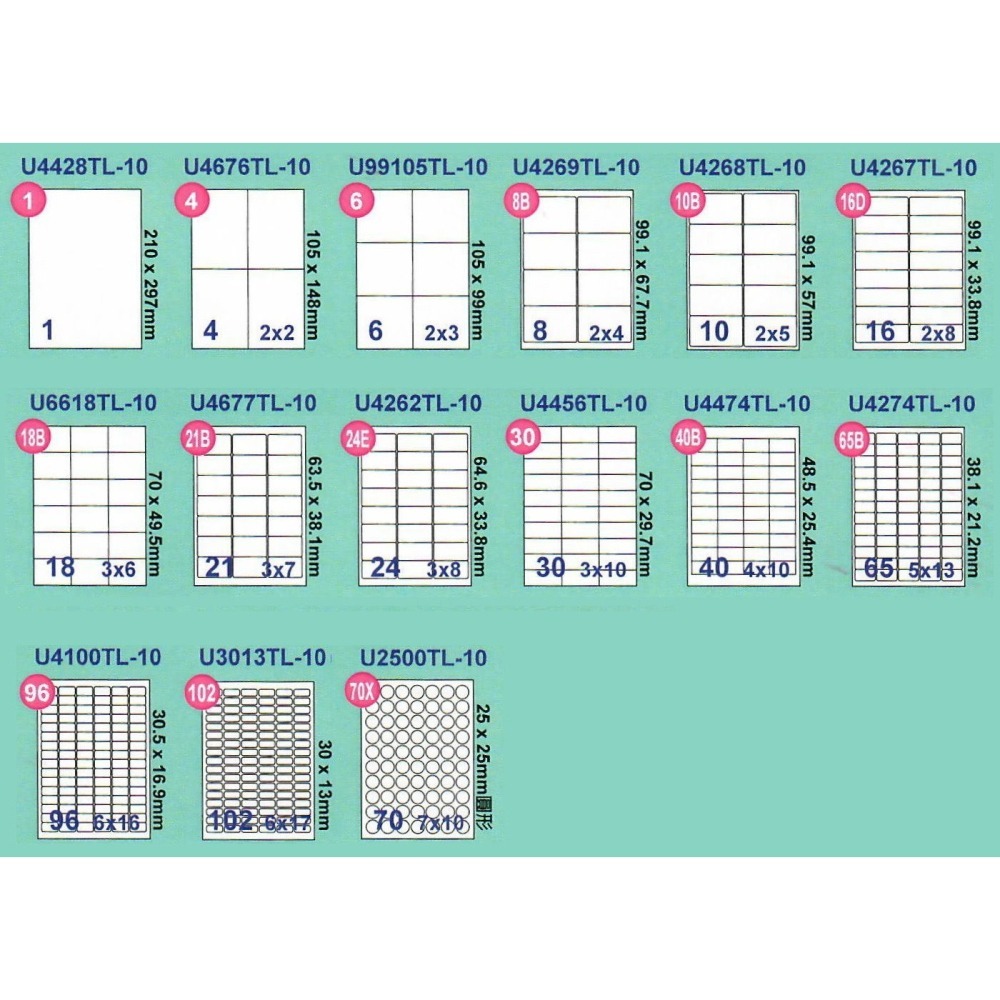 含稅 彩之舞 雷射雪面(亮面)膠質防水標籤 雷射 A4 10張 撕不破塑膠材質 白色貼紙 U4428TL U4428TM-細節圖3