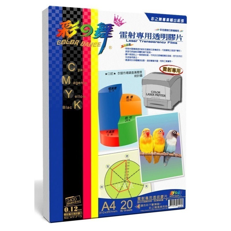 (含稅) 彩之舞 HY-F13 A4 投影片 20張 雷射專用透明膠片 雷射投影片 適用 雷射 影印機 彩色雷射-細節圖3