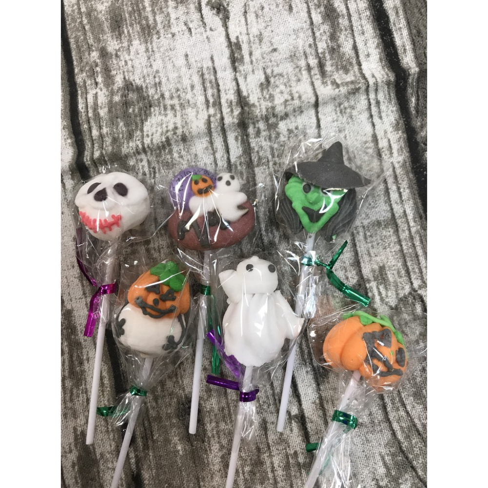 萬聖節糖花Q皮棒 12隻入 共有6種造型 南瓜 雪人 巫婆 骷髏頭 小雪怪 搞怪 同樂會 慶生 滿額免運【達興食品】-細節圖3