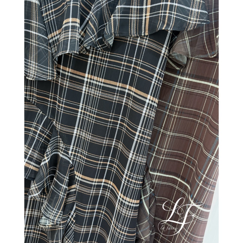 【正韓空運】浪漫格紋雪紡洋裝｜秋冬必備高級感穿搭｜婚禮、約會必備｜現貨｜-La Fairy#正韓#韓國製-細節圖10