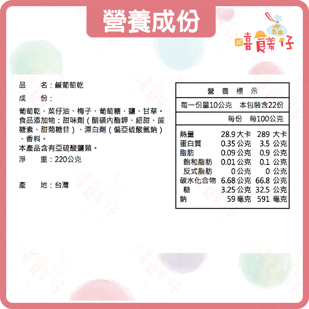 【嘻饈仔現貨】台灣 鹹葡萄乾 獨享包 葡萄乾 梅粉葡萄乾 梅粉鹹葡萄乾 梅子葡萄乾 無籽葡萄乾-細節圖3
