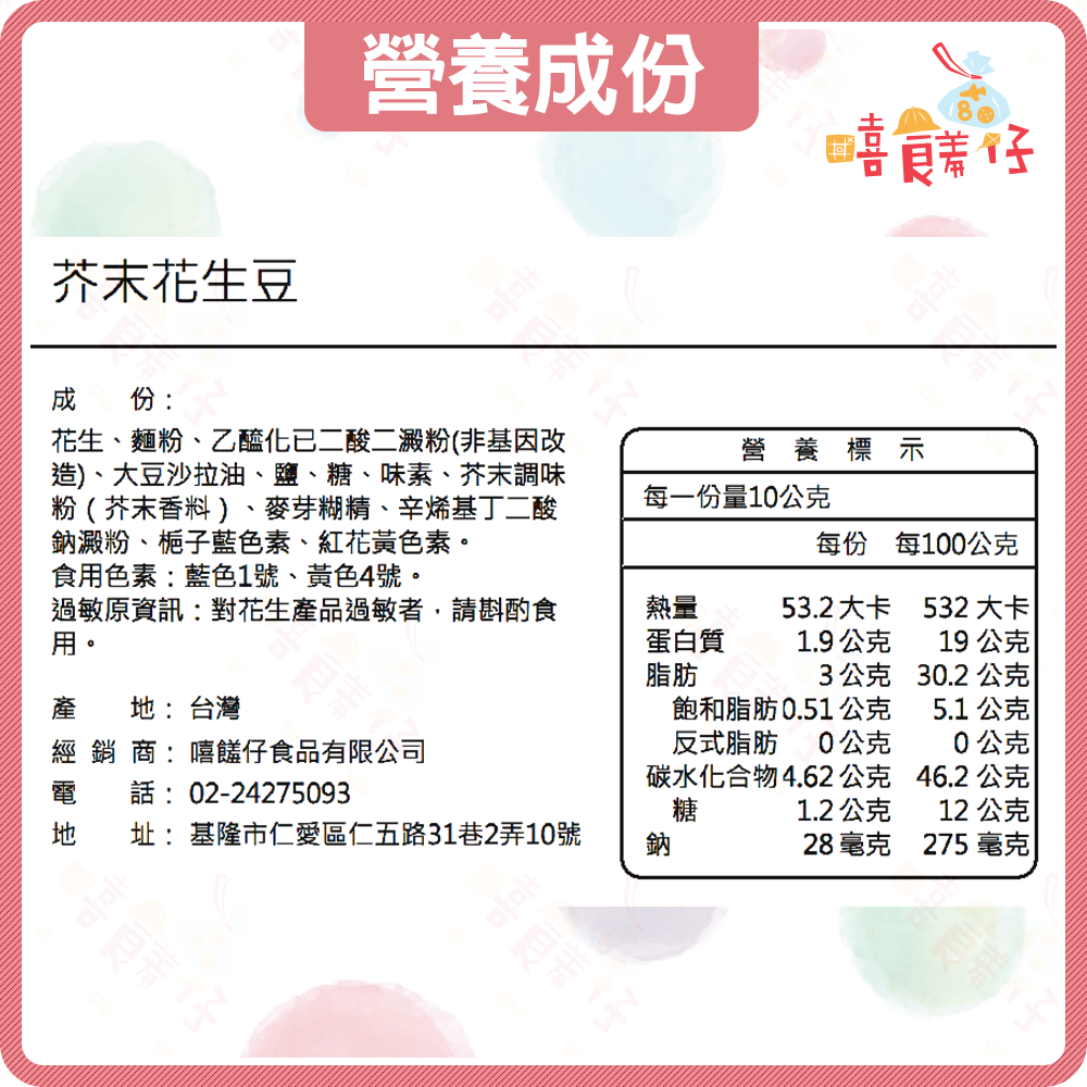 【嘻饈仔現貨】芥末花生豆 哇沙米花生 脆皮花生米 山葵花生 豆果子 堅果 花生 土豆 傳統零食-細節圖4